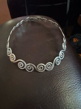 925 Sterling Silver Spiral Wire Choker Necklace for Women